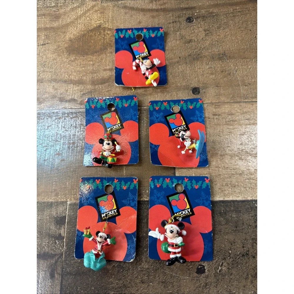 Enesco Disney Mickey Unlimited Miniature Christmas Ornaments Lot of 5 Vtg 1990s